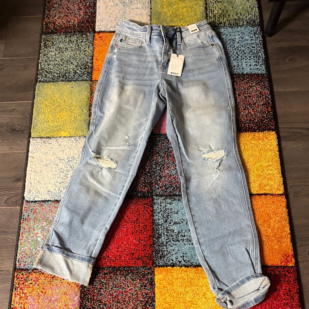 NWT Judy Blue Light Blue Distressed Women Jeans